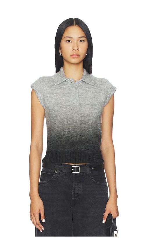aligne lexi knitted polo top in grey. - size 0 (also in 4, 6, 8, 10)