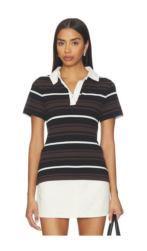 aligne maiden stripe polo in black. - size 12 (also in 6, 8)