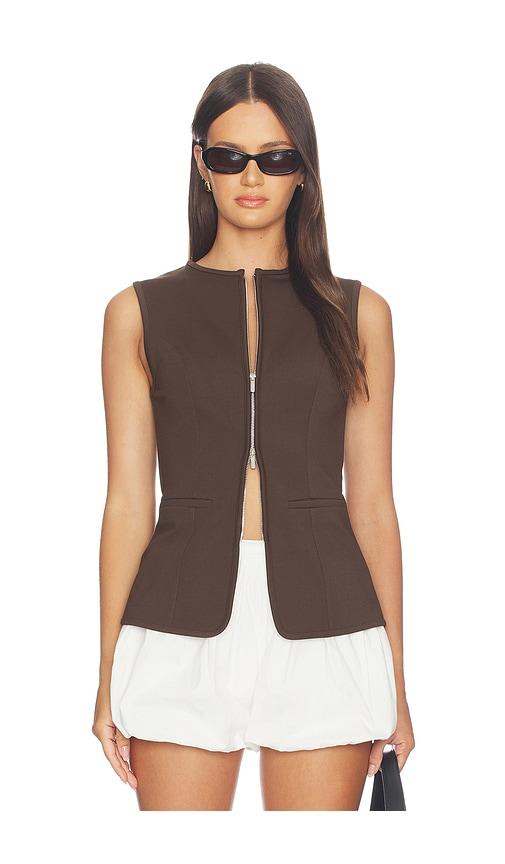 aligne miguel zip ponte top in brown. - size 0 (also in 4, 2, 6, 8, 10)
