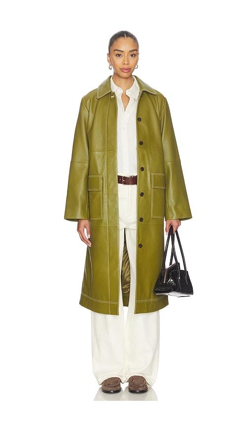 aligne mountain leather coat in olive. - size l (also in s, xs)