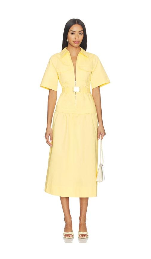 aligne pearl belted dress in yellow. - size 2 (also in 4, 6, 8)