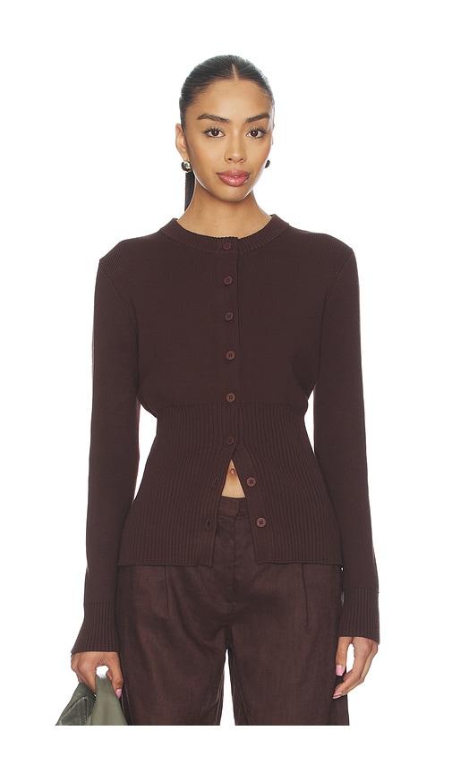 aligne ruby knitted cardigan in chocolate. - size m (also in xl, xs)