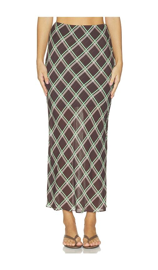 aligne yvonne check maxi skirt in multi. - size 0 (also in 2, 4, 6, 8, 10, 12)
