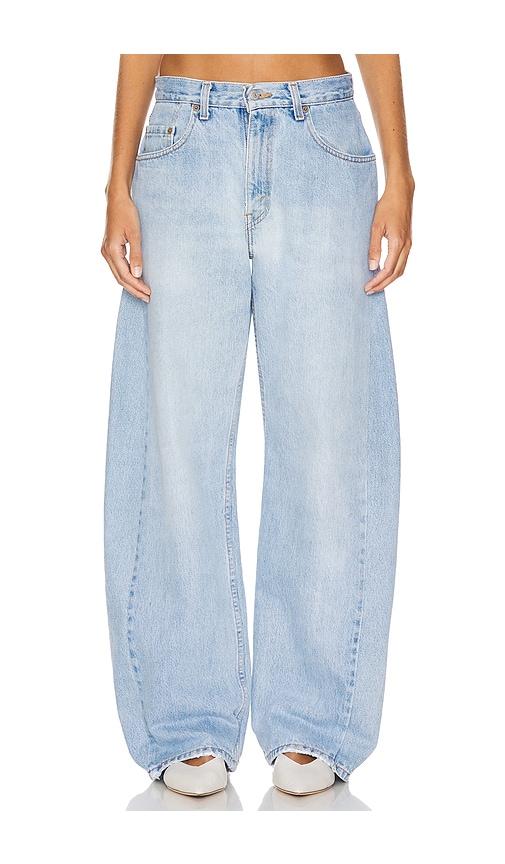 aligrace vintage barrel wide leg jeans in denim-light. - size 23 (also in 24, 26, 27, 28)