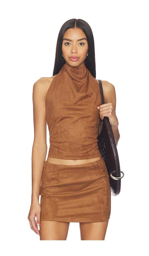 all the ways aiya faux suede top in brown. - size s (also in xs, xxs)