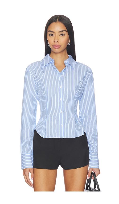 all the ways ellie button up top in baby blue. - size l (also in xs, xxs, s, m)
