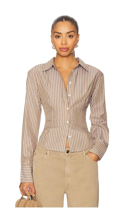 all the ways ellie button up top in brown. - size l (also in xs, xxs, s, m, xl)