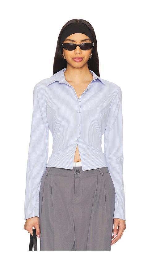 all the ways fiona button front top in baby blue. - size l (also in xs, xxs, s, m)