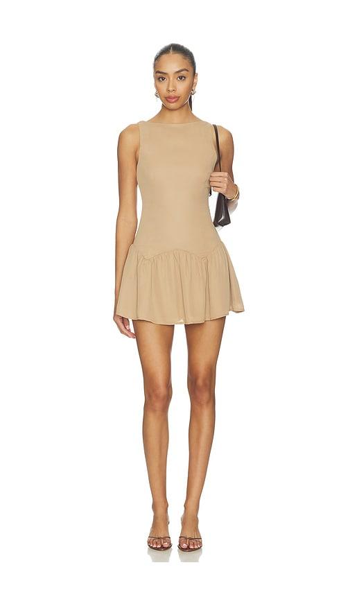 all the ways karoline mini dress in taupe. - size l (also in xs, m)