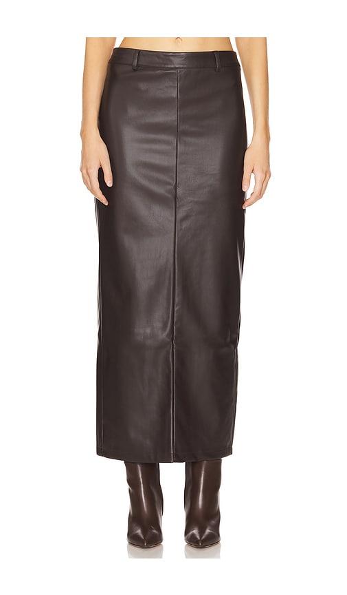 all the ways kayla faux leather skirt in chocolate. - size m (also in xs, xxs, s)