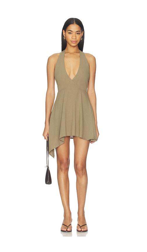 all the ways lola halter mini dress in olive. - size s (also in xs)