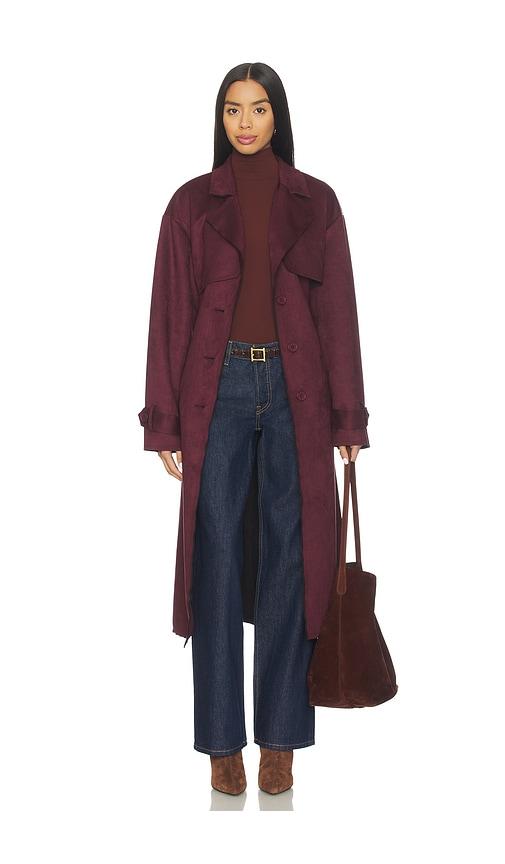 all the ways moxie faux suede coat in wine. - size m (also in s)