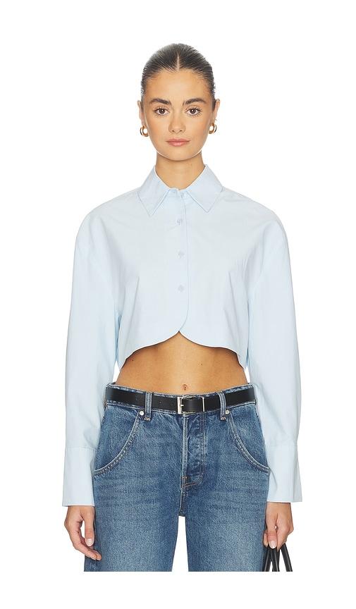all the ways tara button up top in baby blue. - size l (also in xs, xxs, s, m, xl)