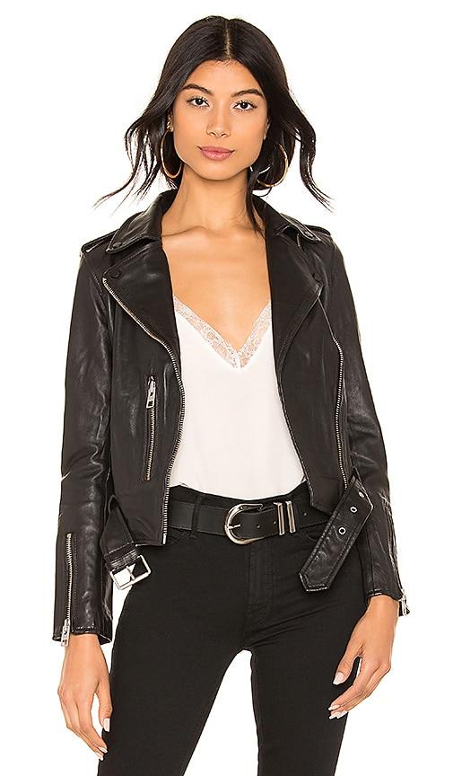 allsaints balfern leather biker jacket in black. - size 00 (also in 2)