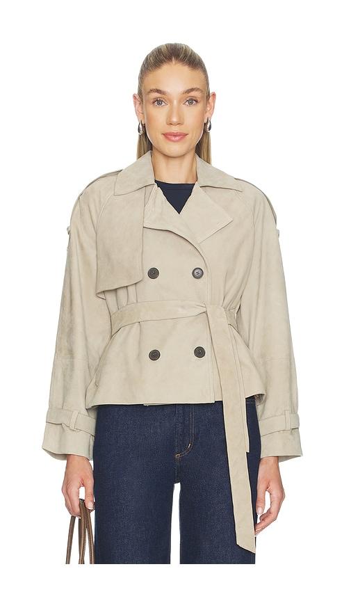 allsaints reed suede jacket in taupe. - size l (also in m, s)