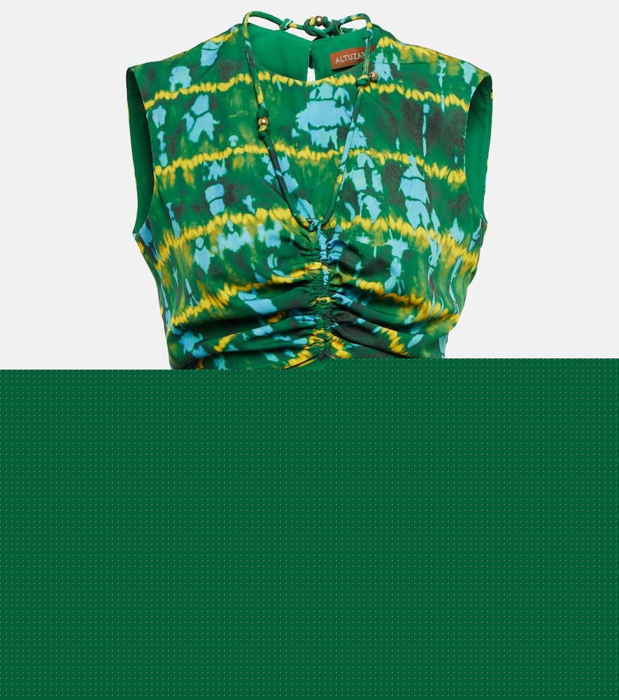 altuzarra ayana printed ruched crop top