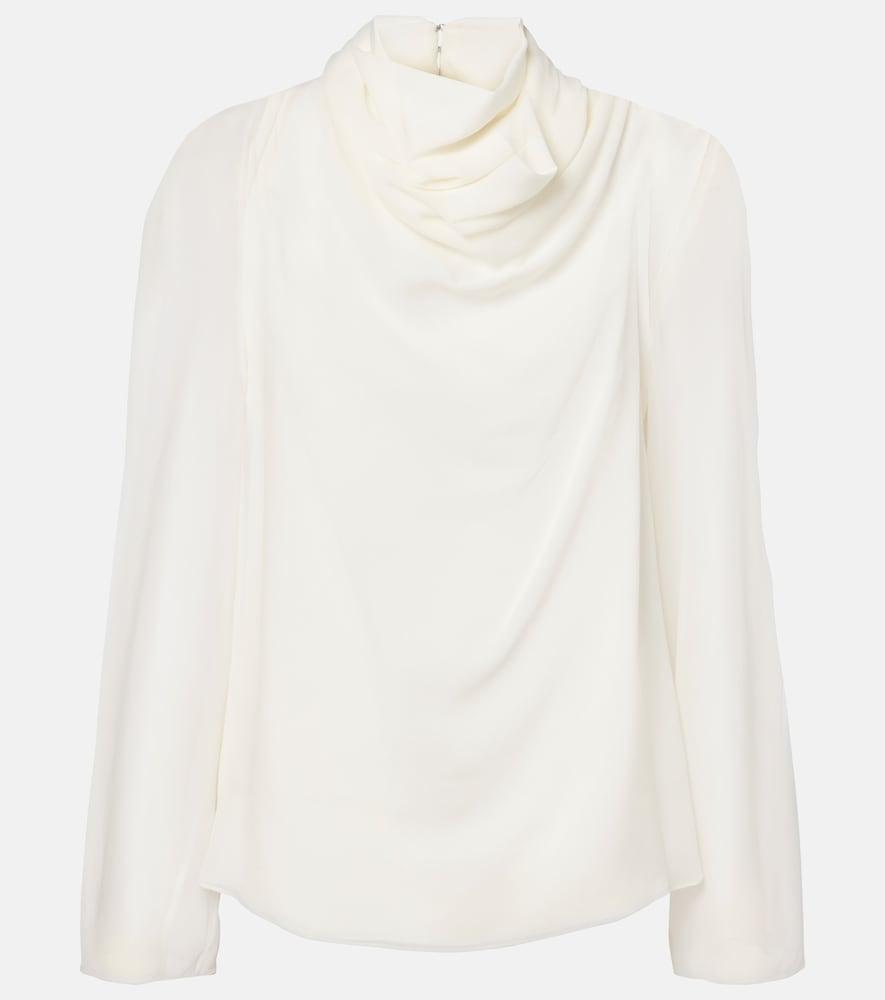 altuzarra cara draped high-neck silk top