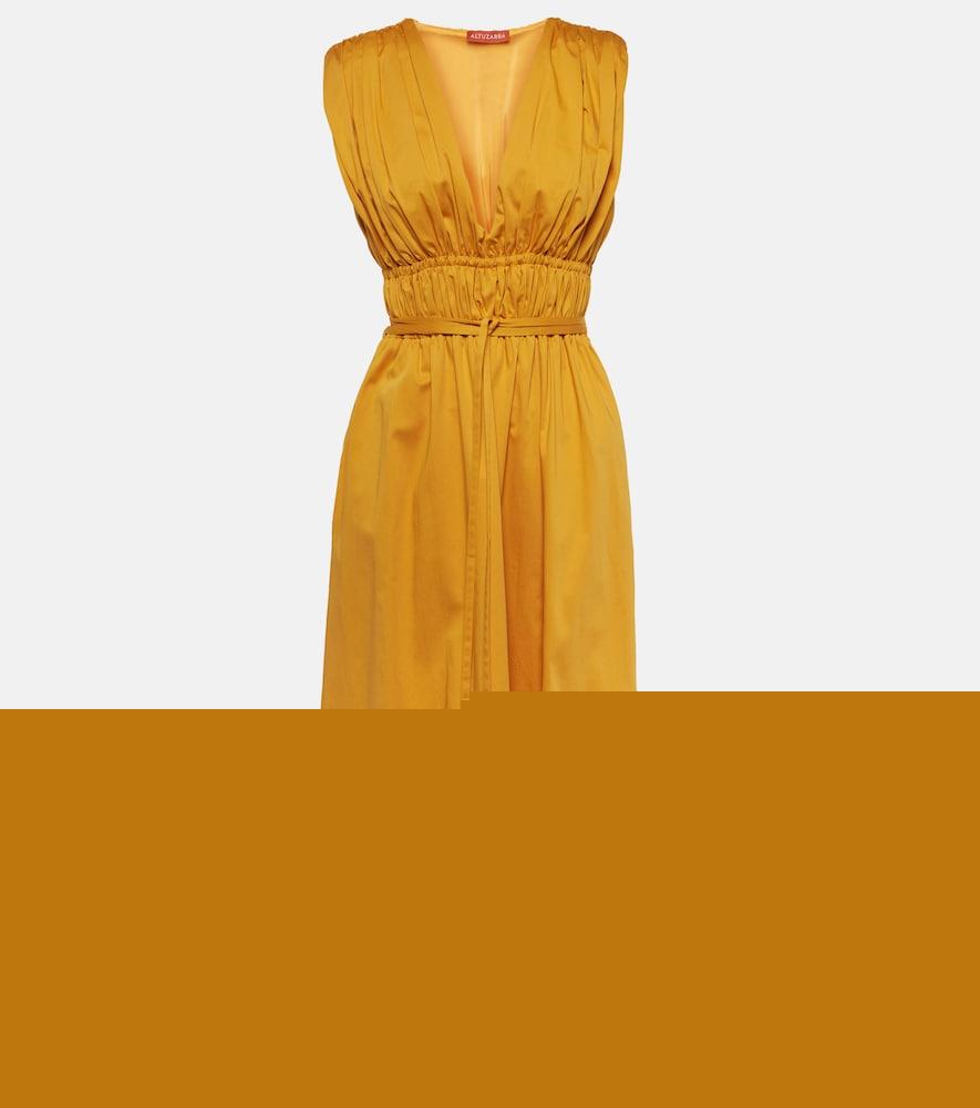 altuzarra fiona ruched cotton-blend midi dress