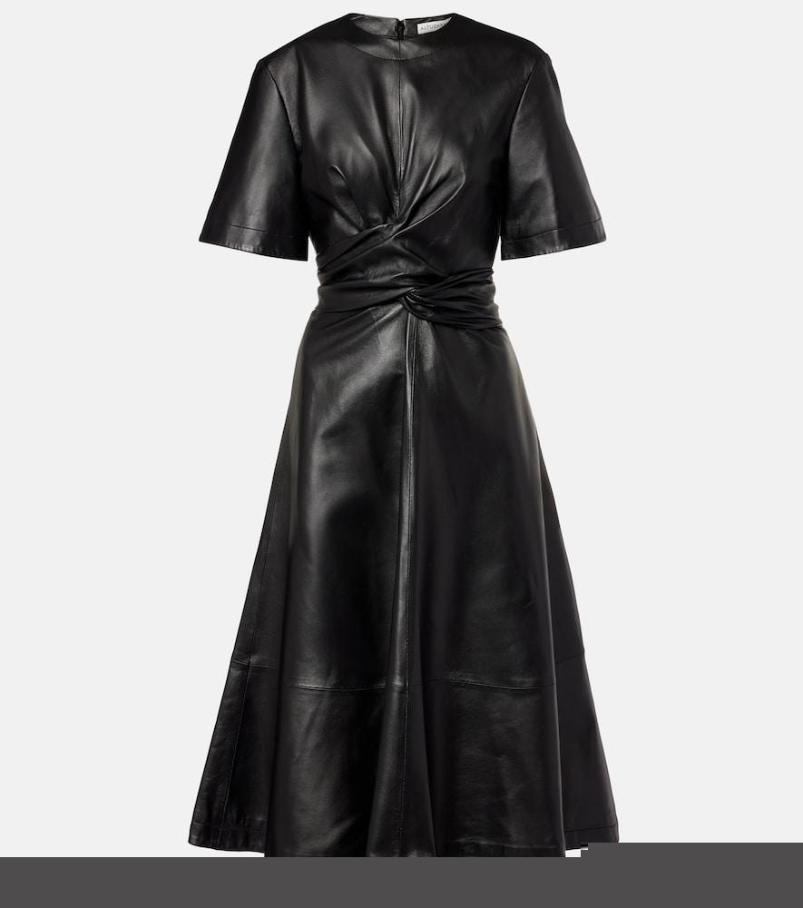 altuzarra gathered leather midi dress