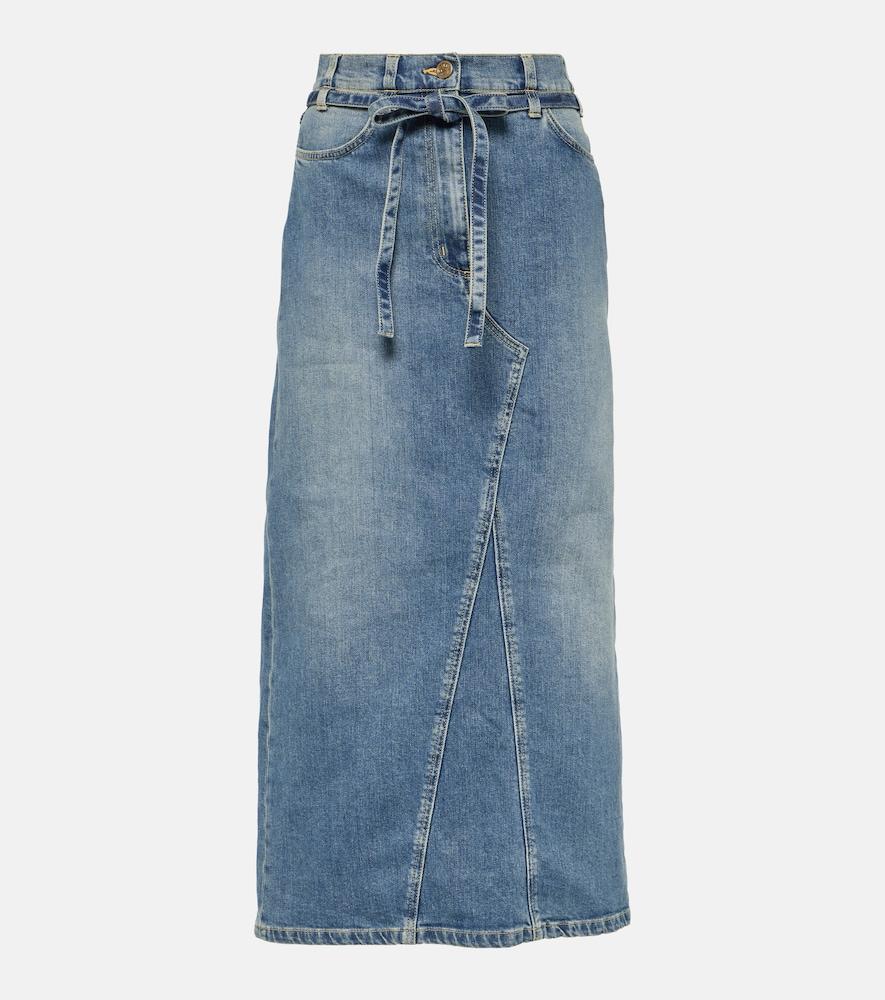 altuzarra high-rise denim midi skirt