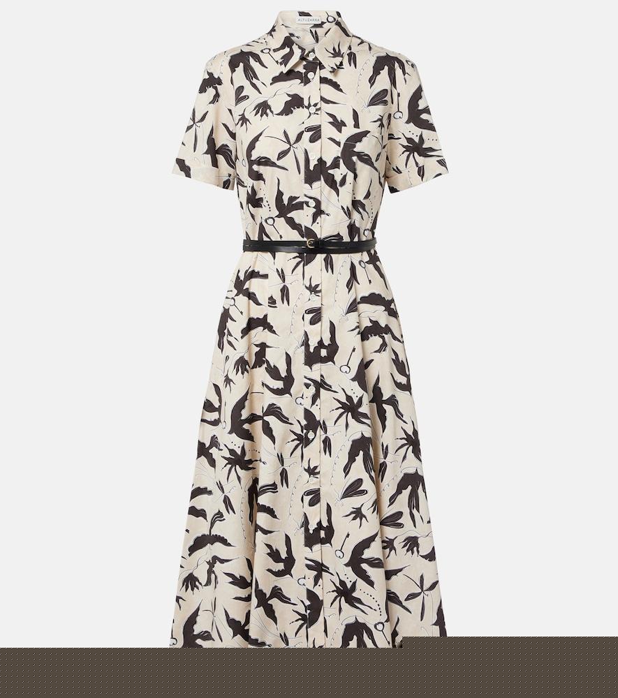 altuzarra kiera printed cotton-blend shirt dress