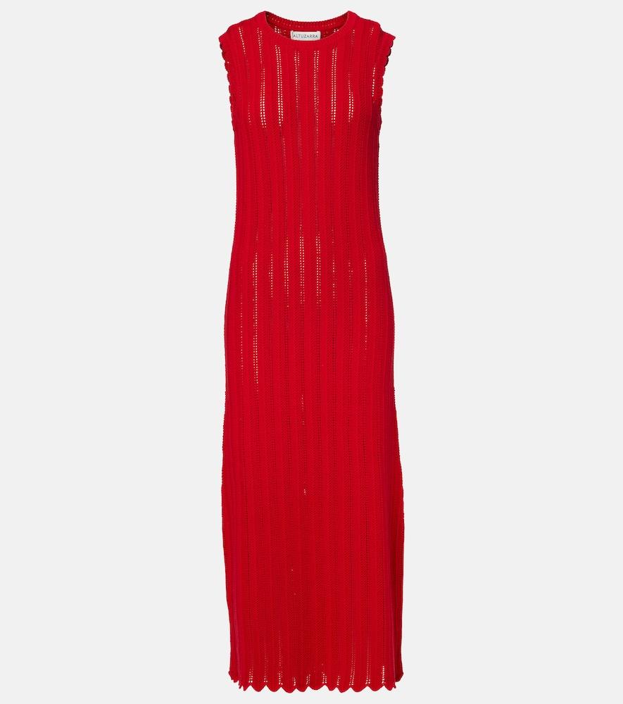 altuzarra sissi open-knit cotton midi dress