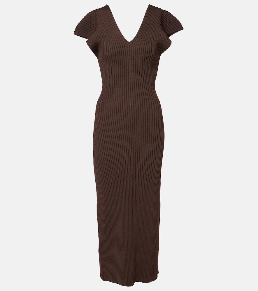 altuzarra trey ruffled ribbed-knit gown