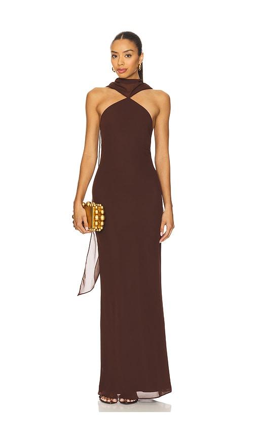 amanda uprichard ashton maxi dress in chocolate. - size l (also in m, s, xl, xs)