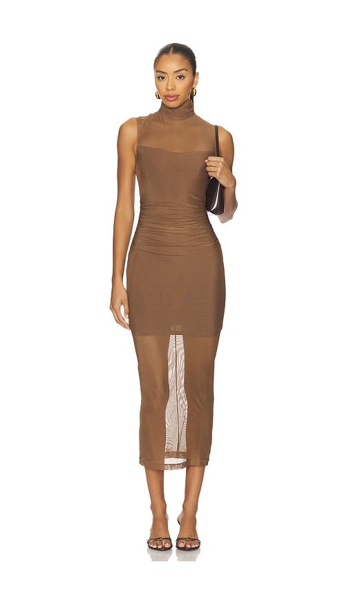 amanda uprichard damira dress in brown. - size l (also in xs, s, m)