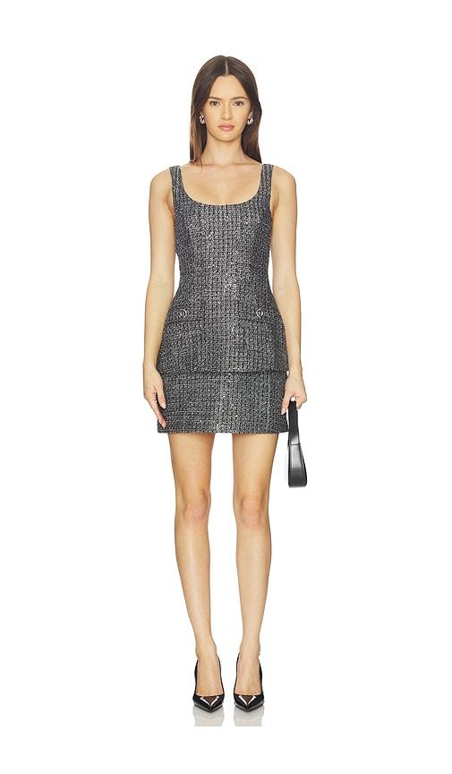 amanda uprichard empire dress in metallic silver. - size l (also in s, xs, m)