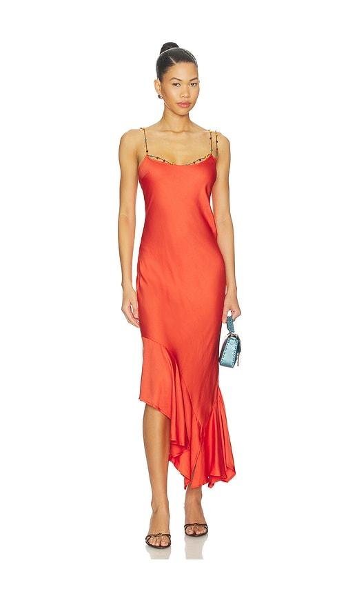amanda uprichard eros midi dress in orange. - size l (also in s, xl, xs)