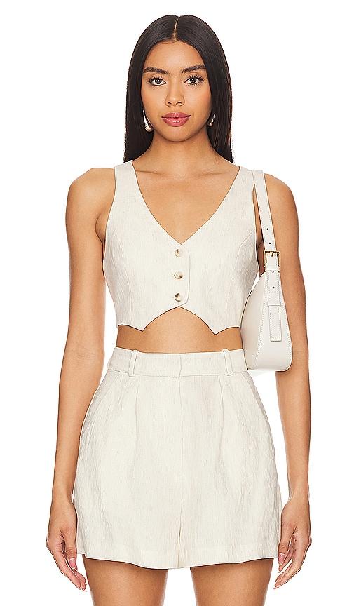 amanda uprichard ethan cropped vest in beige. - size m (also in l, xl)