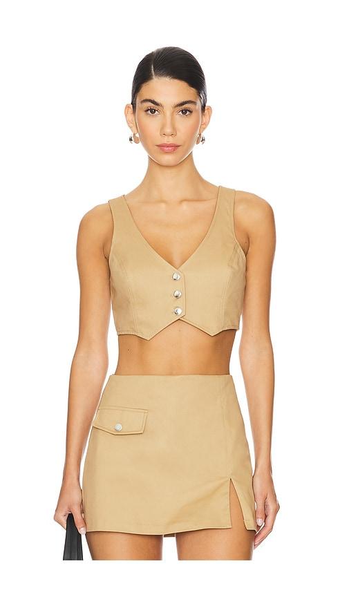 amanda uprichard ethan cropped vest in beige. - size m (also in s)