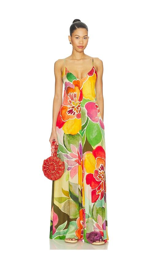 amanda uprichard keyshia jumpsuit in red,yellow. - size m (also in s, xs)