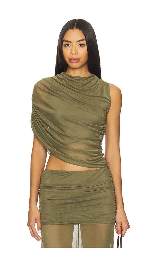 amanda uprichard leo top in olive. - size l (also in xs, s, m, xl)
