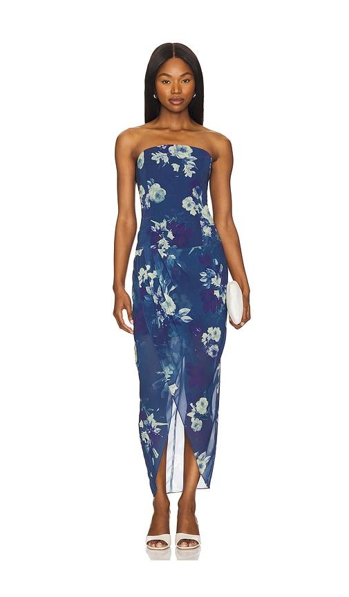 amanda uprichard lotus dress in royal. - size l (also in xs, m)