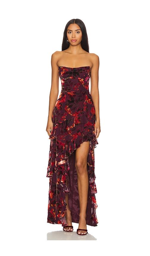 amanda uprichard magnolia maxi dress in burgundy. - size l (also in xs, m)