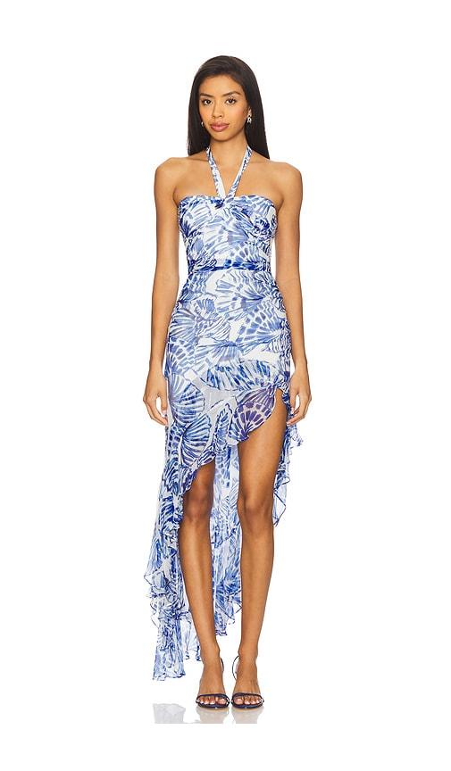 amanda uprichard marabou dress in blue. - size m (also in xs, s, xl)