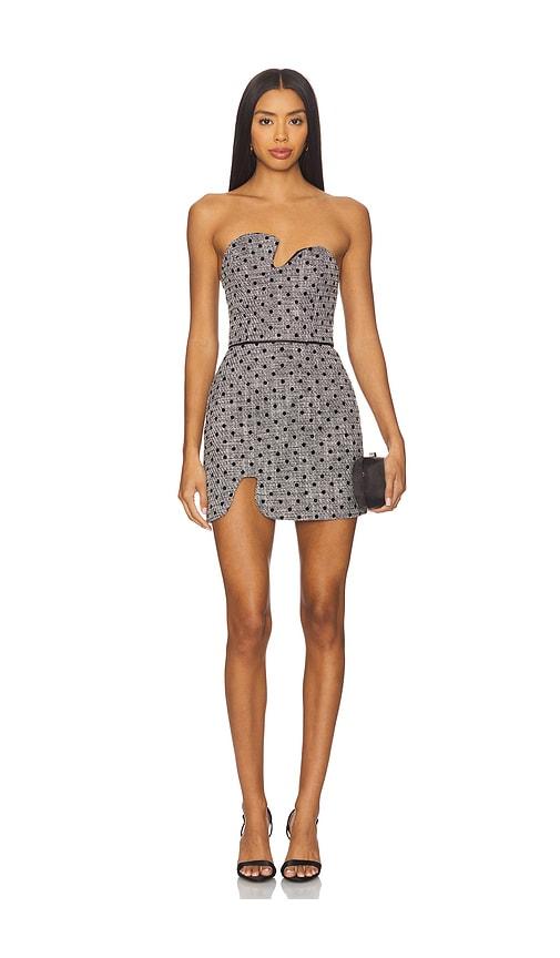 amanda uprichard puzzle strapless mini dress in black & white. - size l (also in s, m)