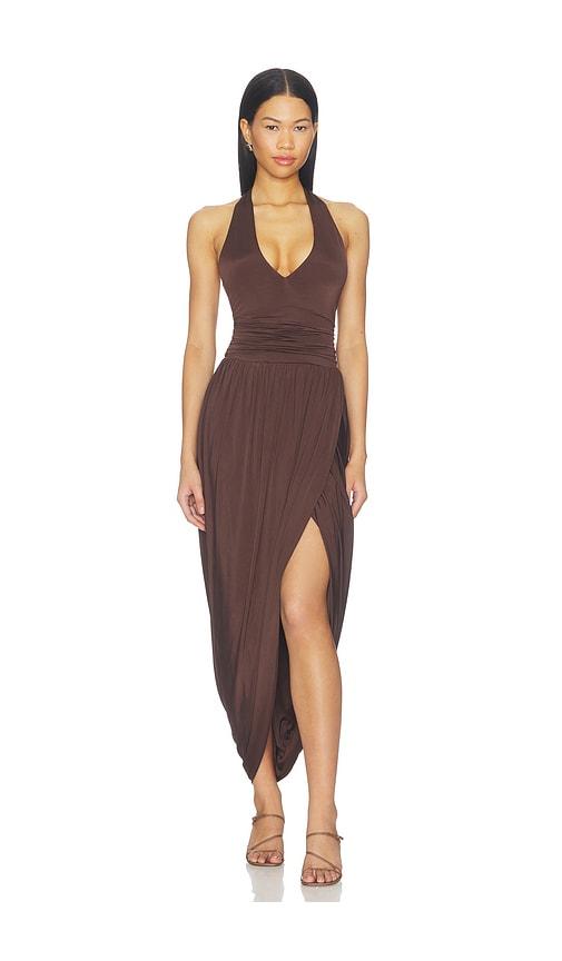 amanda uprichard rosado midi dress in brown. - size l (also in xs, s, m, xl)