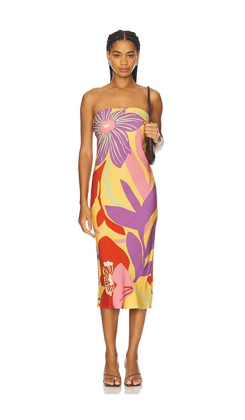 amanda uprichard shiran dress in yellow,purple. - size l (also in xs, s, m)