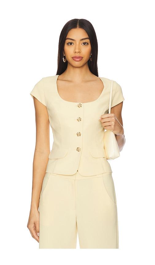 amanda uprichard short sleeve kya top in yellow. - size l (also in m, s, xl, xs)