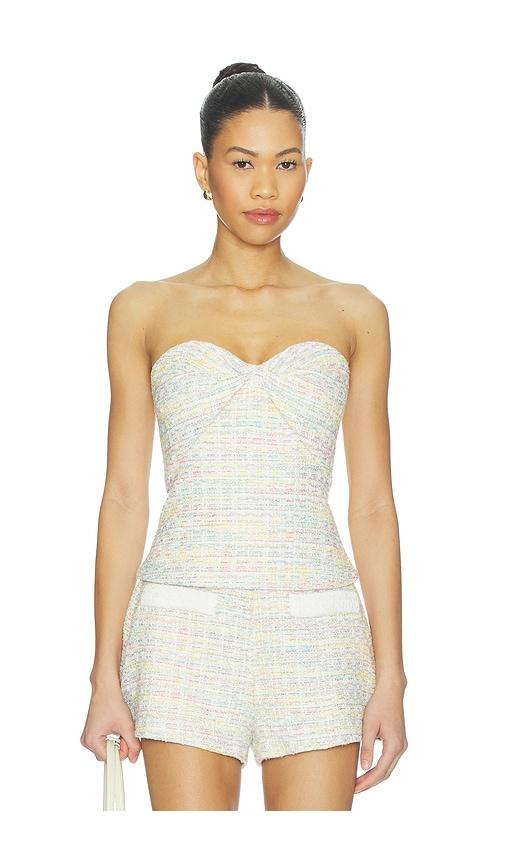 amanda uprichard soho top in white,blue. - size l (also in xs, s, m, xl)