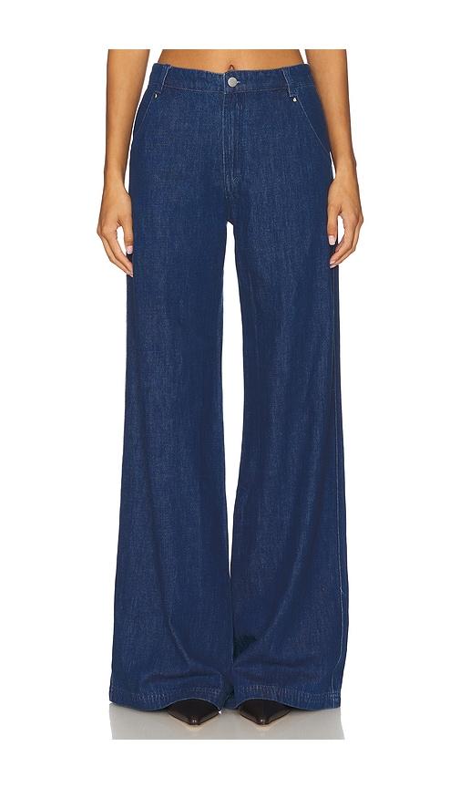 amanda uprichard thalia pants in denim-medium. - size l (also in s, xs, m, xl)