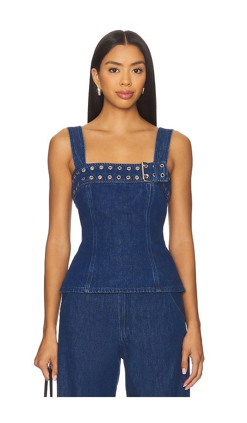 amanda uprichard thalia top in denim-medium. - size m (also in s, xs)