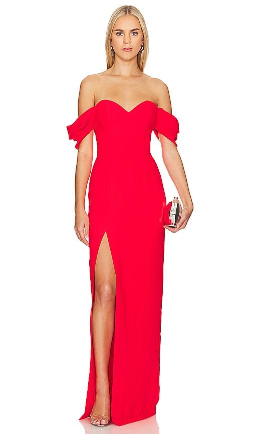 amanda uprichard x revolve falcon gown in red. - size s (also in xs)