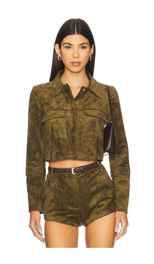 amanda uprichard x revolve lucas suede jacket in olive. - size l (also in xs, s, m, xl)