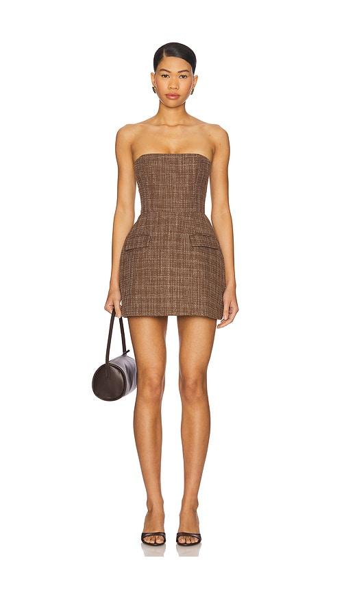 amanda uprichard x revolve strapless bethany romper in chocolate. - size l (also in m, s)