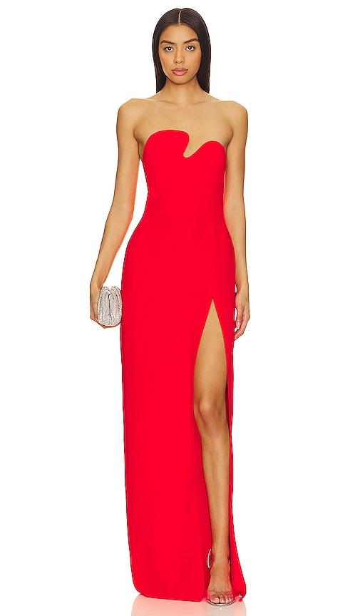 amanda uprichard x revolve strapless puzzle gown in red. - size l (also in m, s, xl, xs)