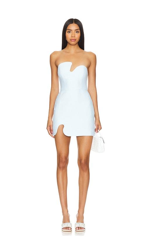 amanda uprichard x revolve strapless puzzle mini dress in blue. - size l (also in m)